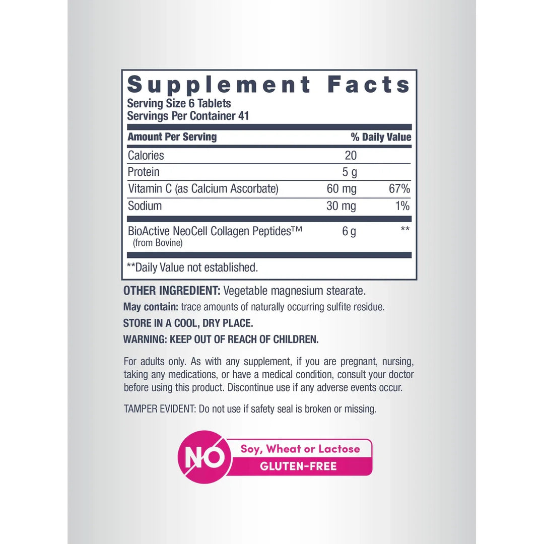 NeoCell, Grassfed Collagen Peptides + Vitamin C, 250 Tablets