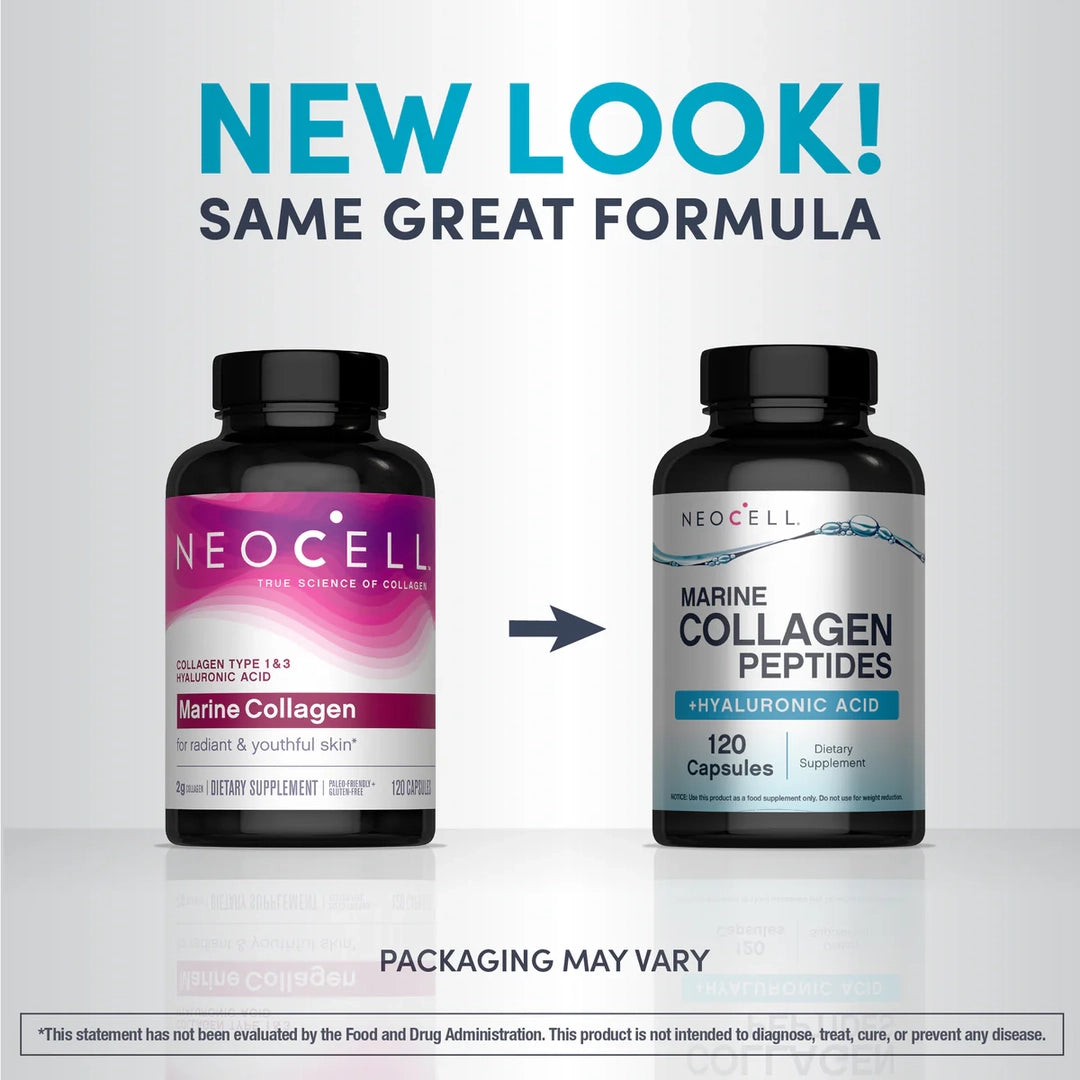 NeoCell, Marine Collagen Peptides + Hyaluronic Acid, 120 Capsules