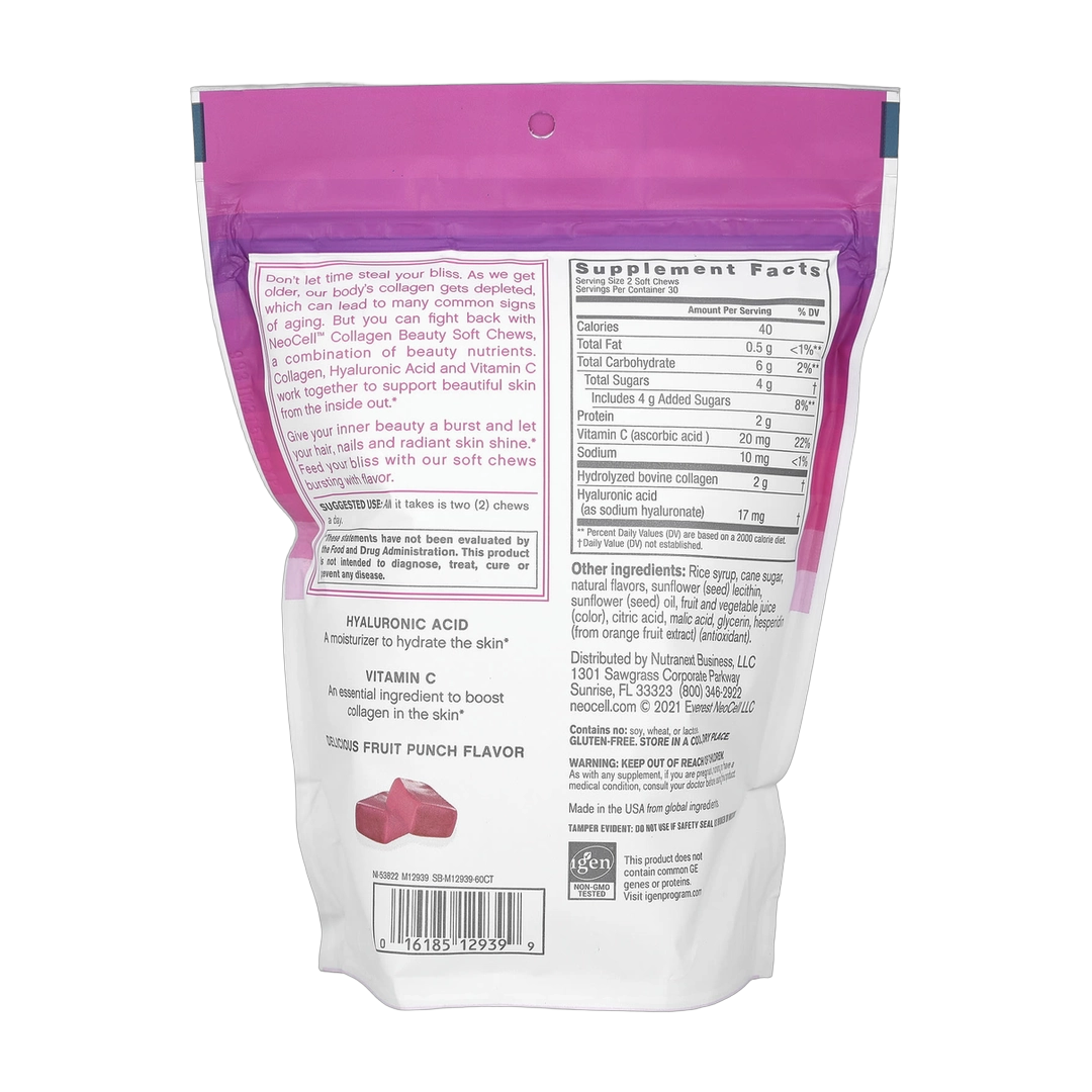 NeoCell, Collagen Beauty Soft Chews, Fruit Punch, 60 Soft Chews