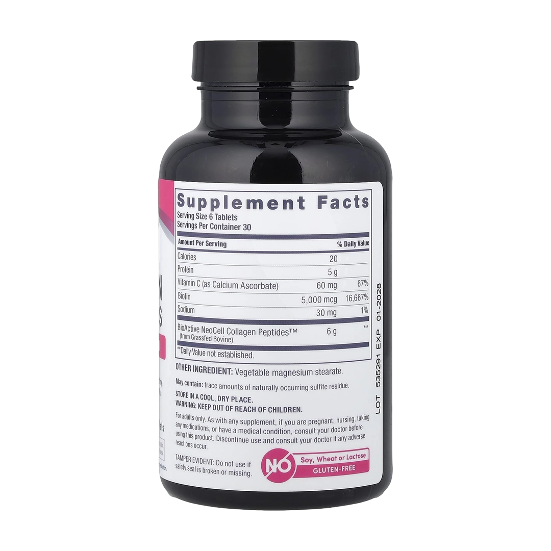 NeoCell, Grassfed Collagen Peptides + Vitamin C & Biotin, 180 Tablets