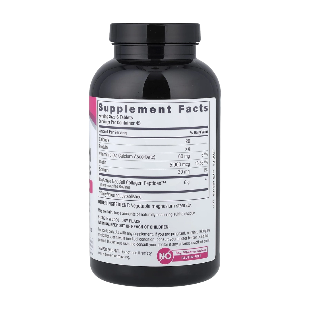NeoCell, Grassfed Collagen Peptides + Vitamin C & Biotin, 270 Tablets