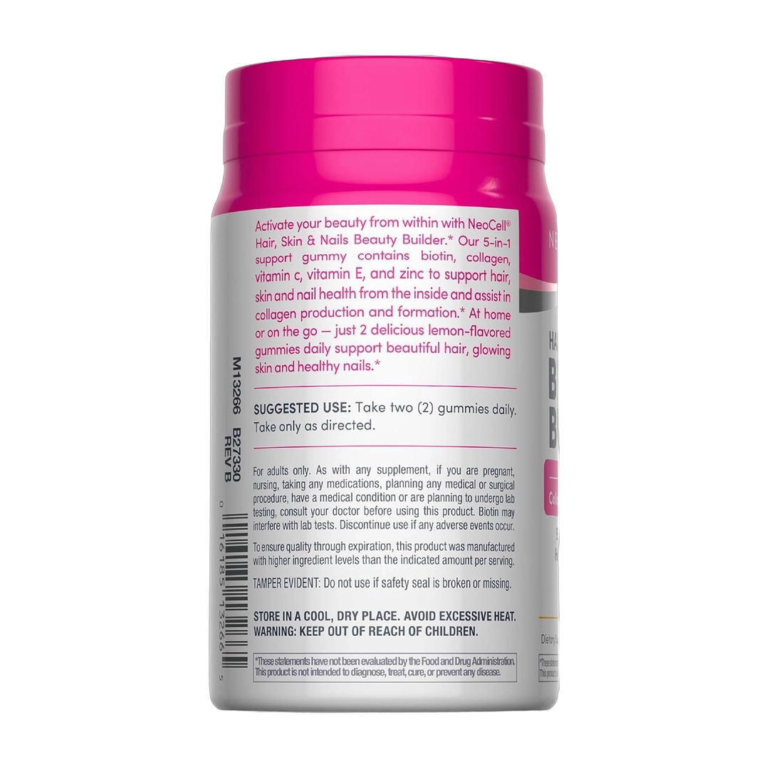 NeoCell, Hair, Skin & Nails Beauty Builder Gummies, Lemon, 60 Gummies