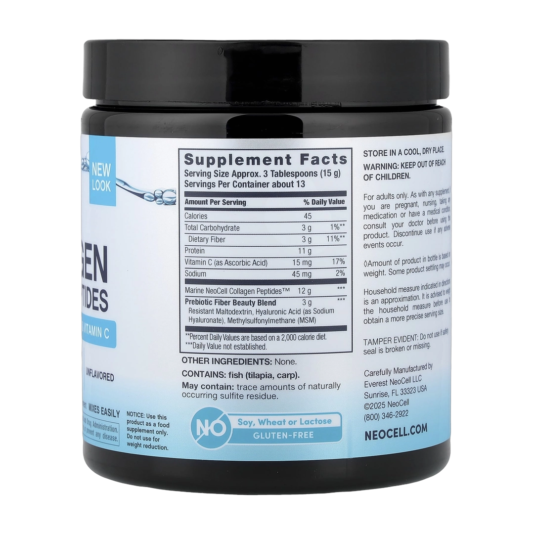 NeoCell, Marine Collagen Peptides + Hyaluronic Acid, MSM & Vitamin C, Unflavored, 7 oz (200 g)
