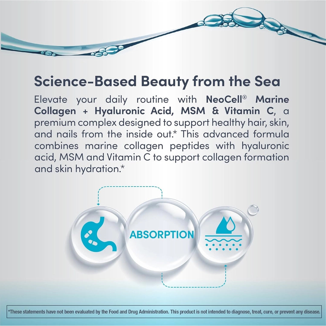 NeoCell, Marine Collagen Peptides + Hyaluronic Acid, MSM & Vitamin C, Unflavored, 7 oz (200 g)