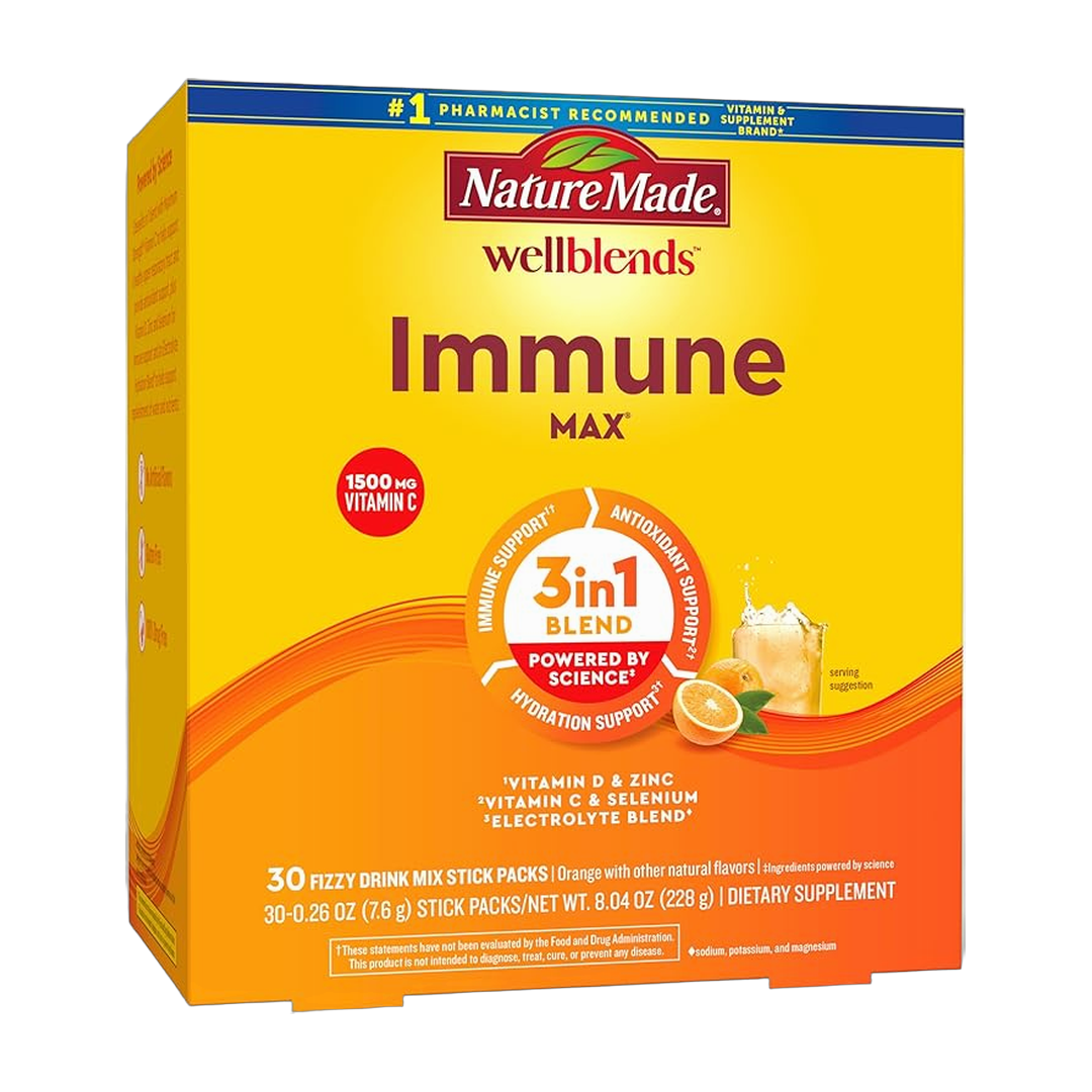 Nature Made, Wellblends ImmuneMAX Fizzy Drink Mix, 30 Stick Packs front packaging view
