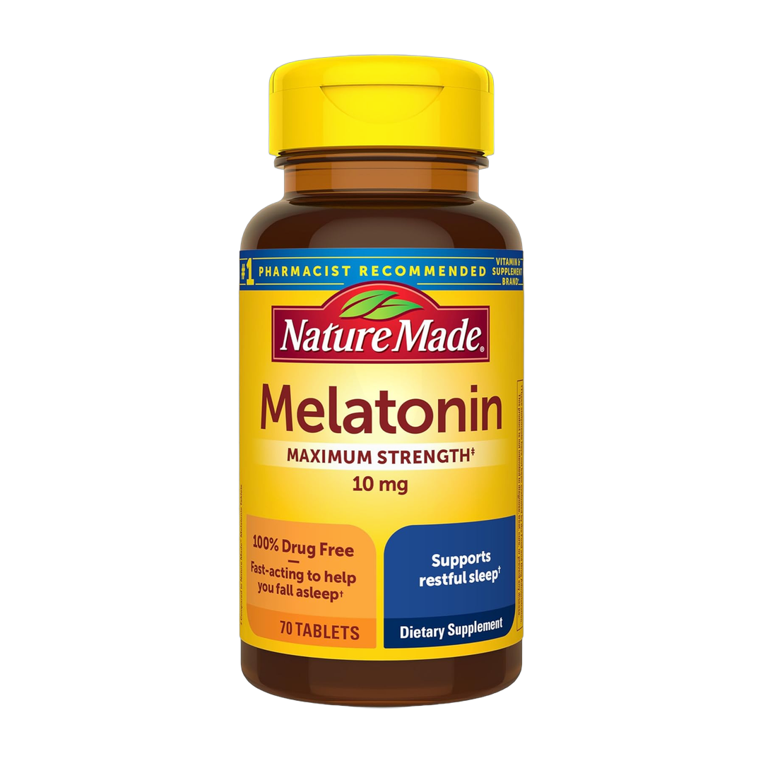 Nature Made, Melatonin, Maximum Strength, 10 mg, 70 Tablets front packaging view