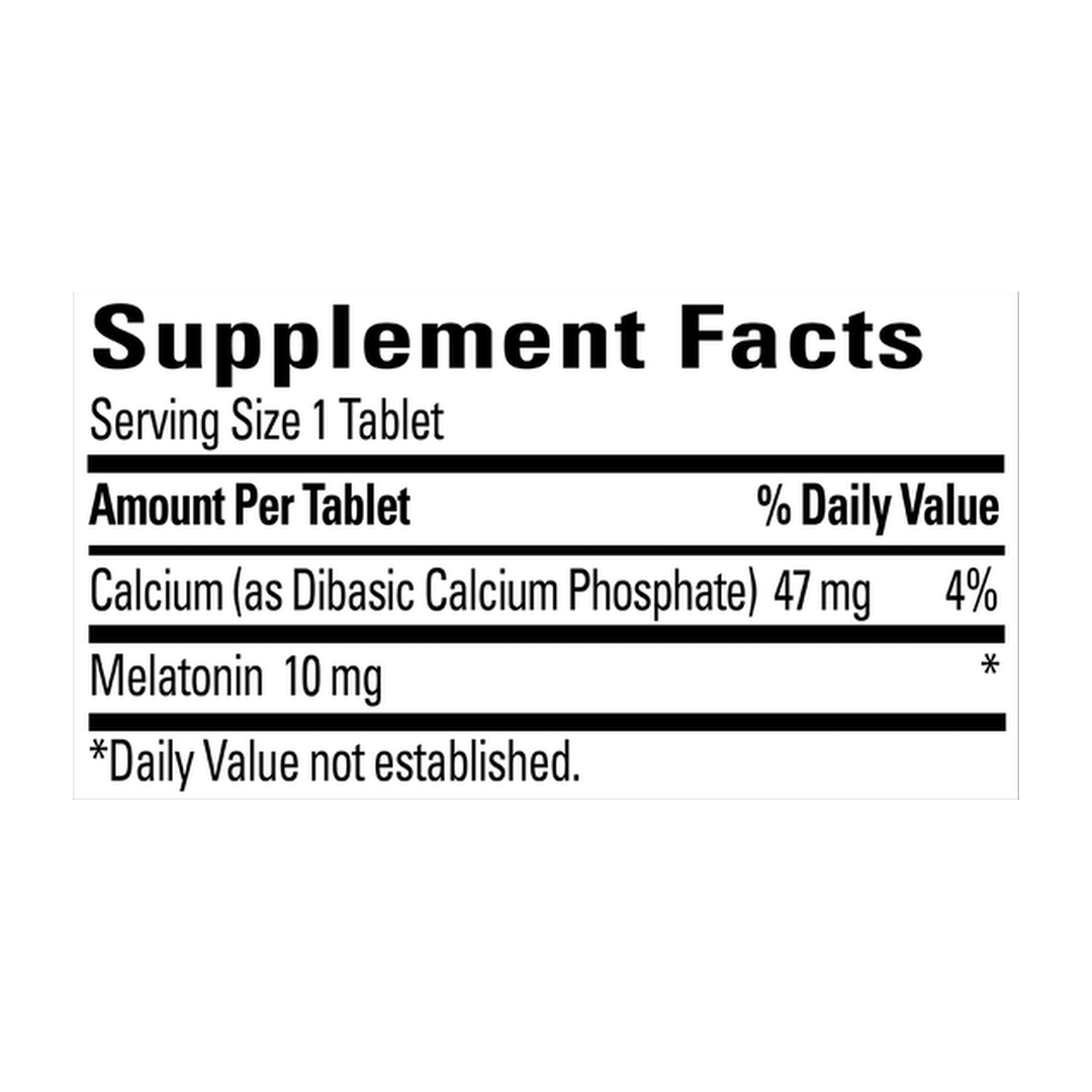 Nature Made, Melatonin, Maximum Strength, 10 mg, 70 Tablets supplement facts label showing ingredients, vitamins, minerals, and serving information