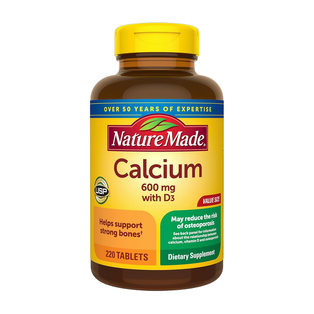 Nature Made, Calcium 600 mg with Vitamin D3, 220 Tablets front packaging view