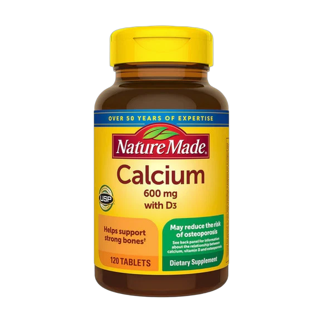 Nature Made, Calcium 600 mg with Vitamin D, 120 Tablets front packaging view