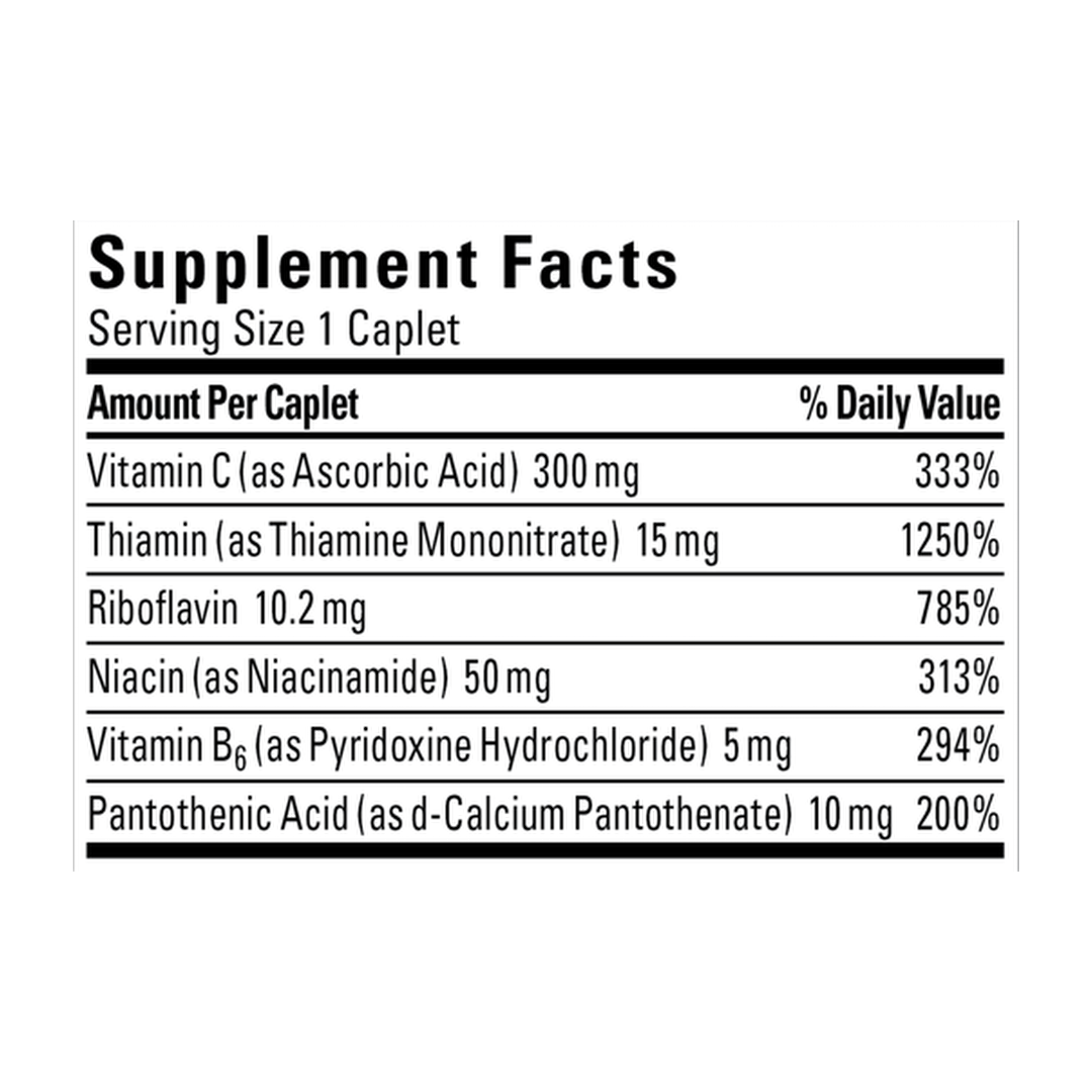 Nature Made, B-Complex with Vitamin C, 100 Capsules supplement facts label showing ingredients, vitamins, minerals, and serving information