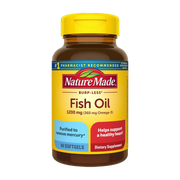 Nature Made, Burp Less Fish Oil Omega 3, 1200 mg, 60 Softgels front packaging view