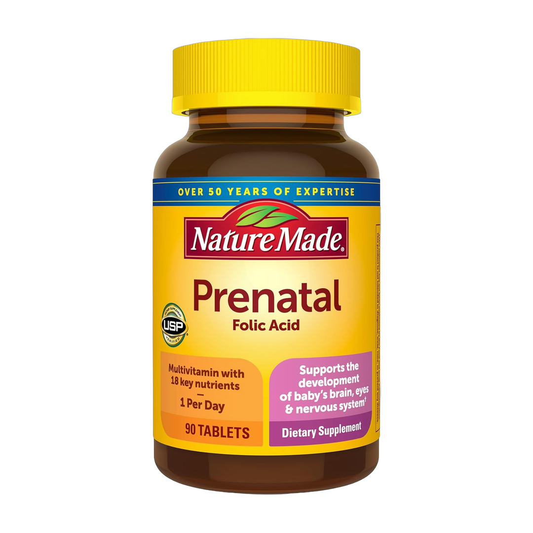 Nature Made, Prenatal Multivitamin with Folic Acid, 90 Tablets front packaging view