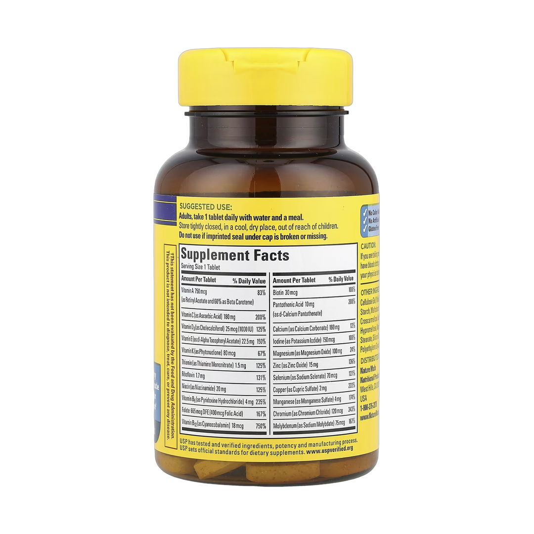 Nature Made, Multi for Him, 90 Tablets back packaging view