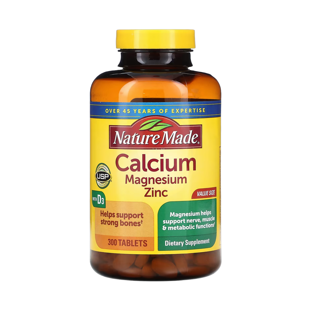 Nature Made, Calcium Magnesium Zinc with Vitamin D3, 300 Tablets front packaging view