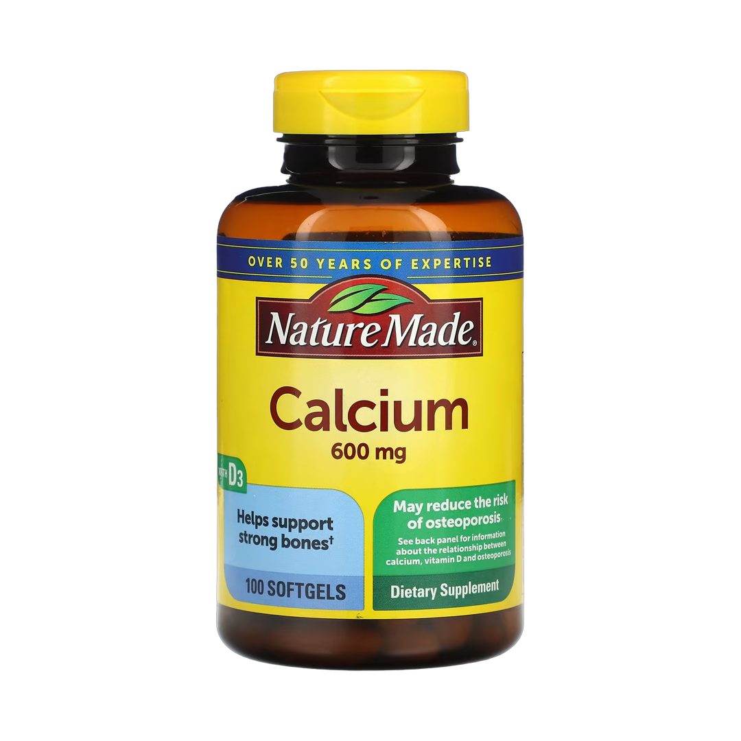 Nature Made, Calcium with Vitamin D3, 600 mg, 100 Softgels front packaging view