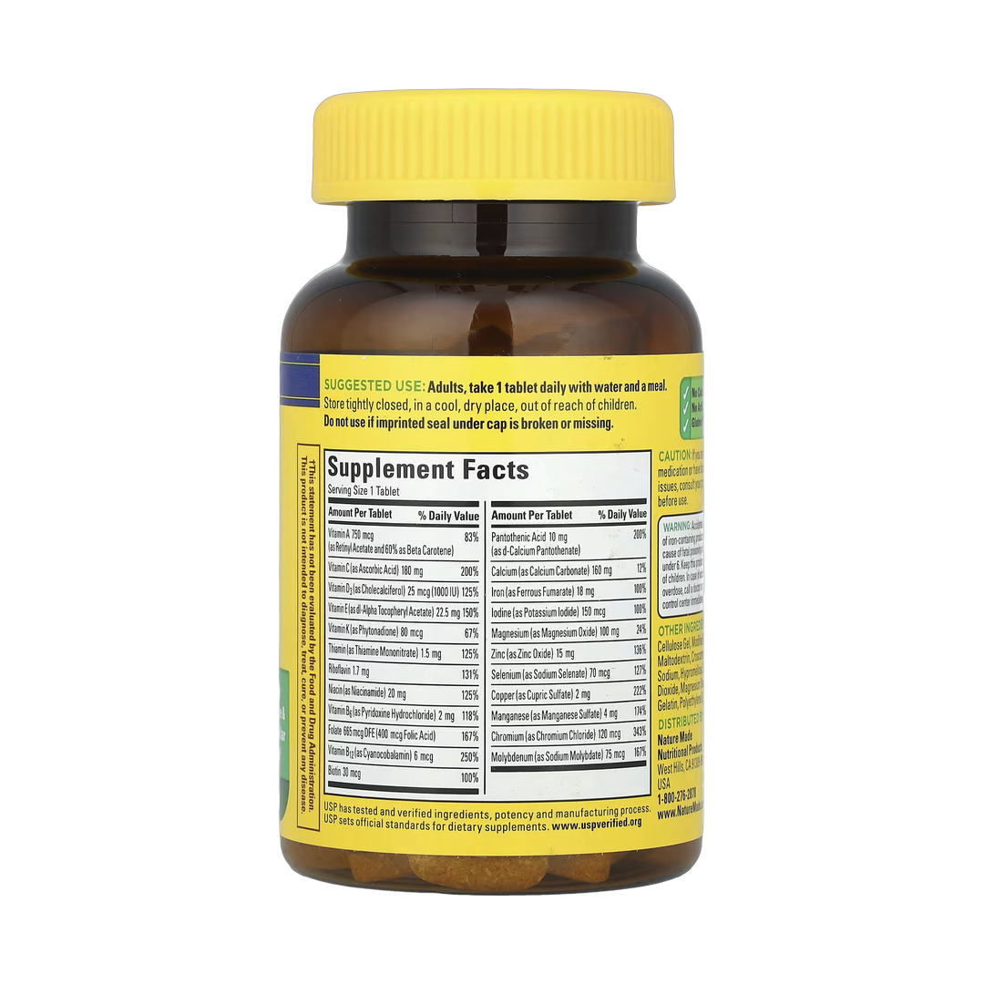 Nature Made, Multi with Iron, 130 Tablets back packaging view
