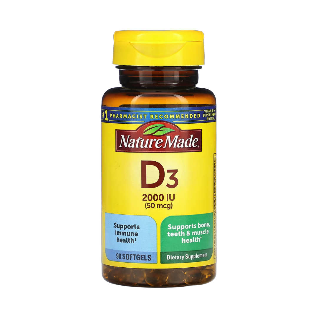 Nature Made, Vitamin D3, 50 mcg (2,000 IU), 90 Softgels front packaging view