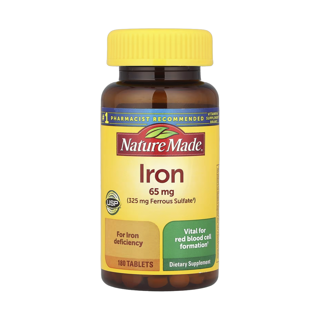Nature Made, Iron, 65 mg, 180 Tablets front packaging view