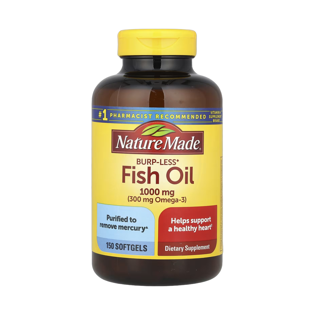 Nature Made, Fish Oil, Burp-Less, 1,000 mg, 150 Softgels front packaging view