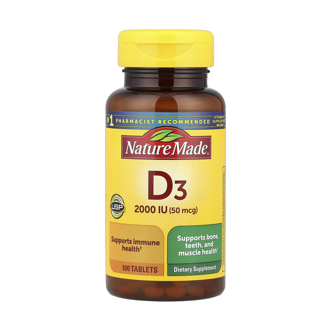 Nature Made, Vitamin D3, 50 mcg (2000 IU), 100 Tablets front packaging view