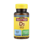 Nature Made, Vitamin D3, 25 mcg (1,000 IU), 100 Softgels front packaging view