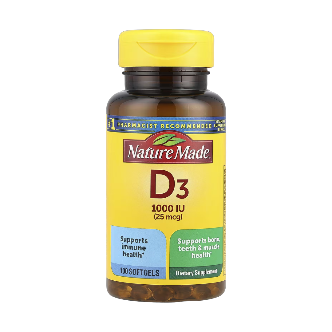 Nature Made, Vitamin D3, 25 mcg (1,000 IU), 100 Softgels front packaging view