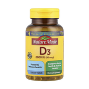 Nature Made, Vitamin D3, 50 mcg (2,000 IU), 250 Softgels front packaging view