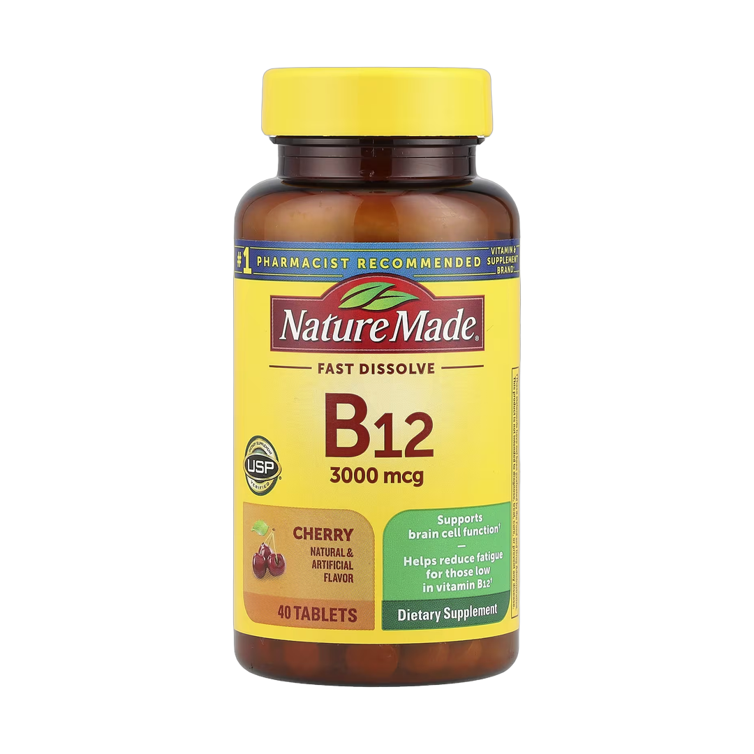 Nature Made, Vitamin B12, Fast Dissolve, Cherry, 3,000 mcg, 40 Tablets front packaging view