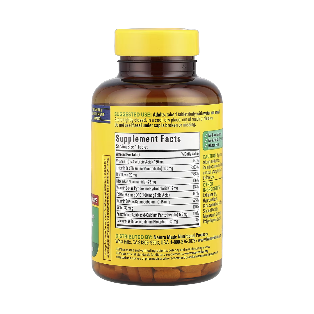 Nature Made, Super-B Complex with Vitamin C, 360 Tablets back packaging view