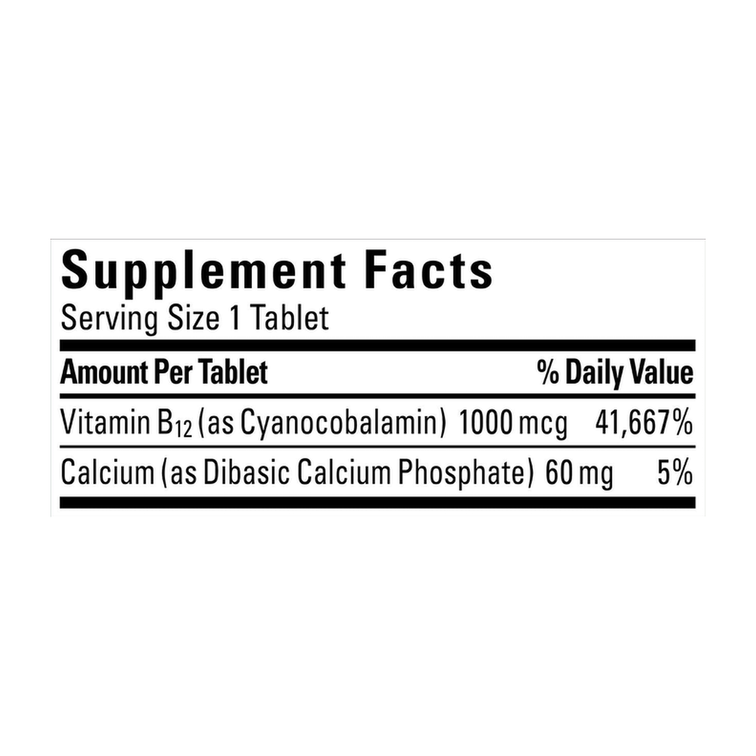 Nature Made, Vitamin B12, Time Release, 75 Tablets supplement facts label showing ingredients, vitamins, minerals, and serving information
