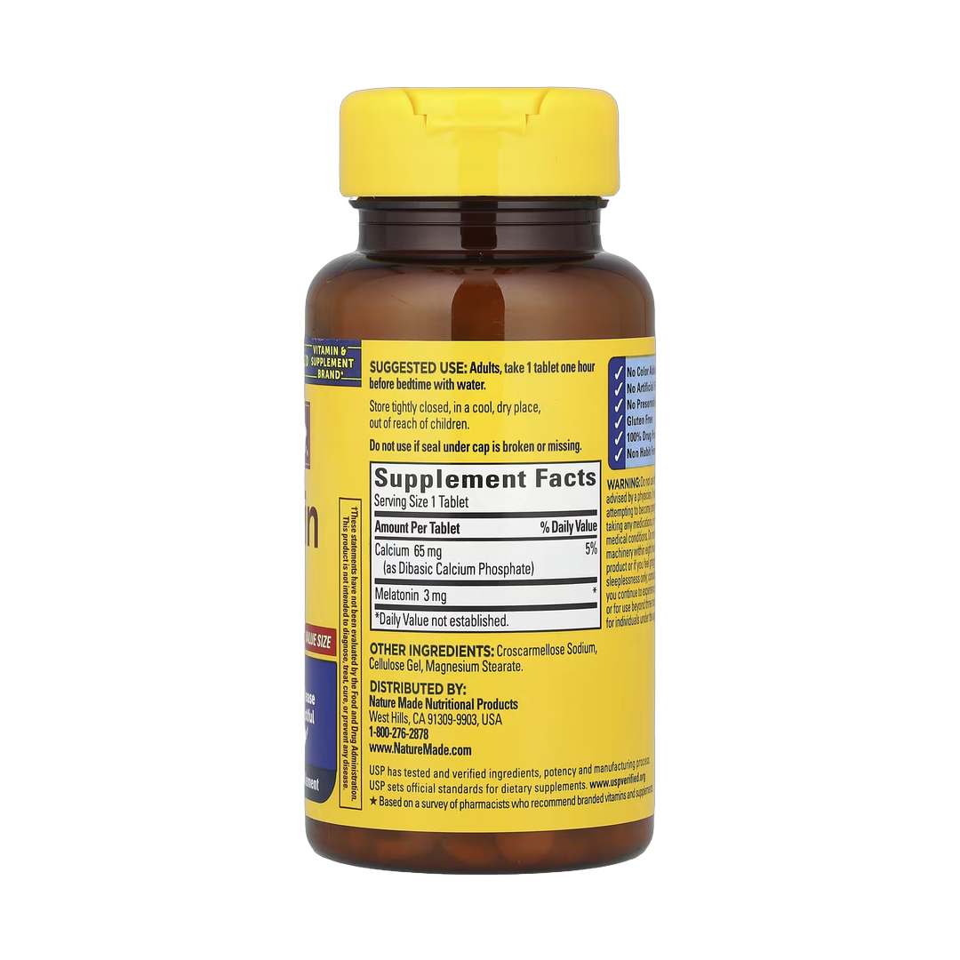Nature Made, Melatonin, 240 Tablets back packaging view