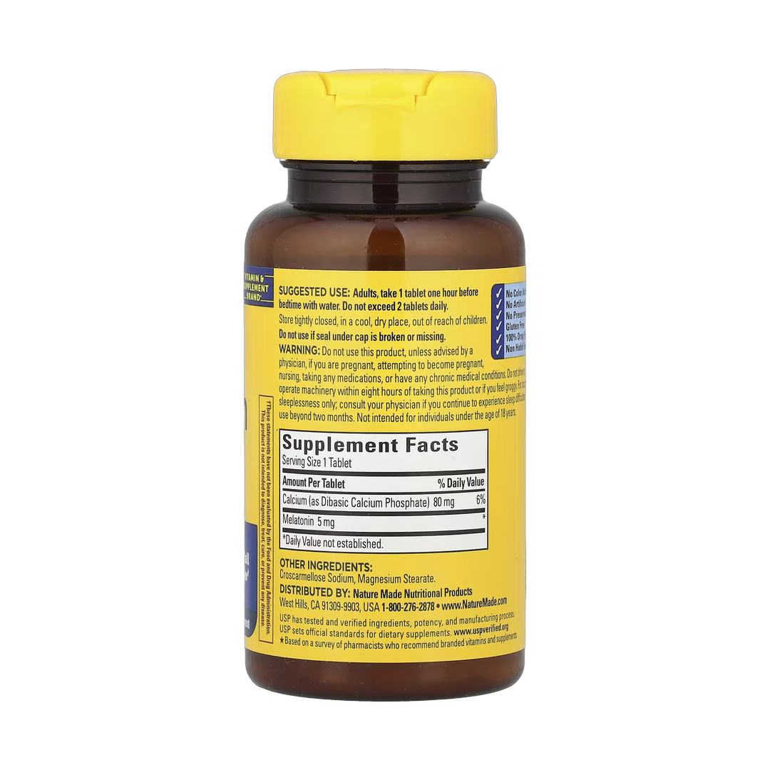 Nature Made, Melatonin, 90 Tablets back packaging view