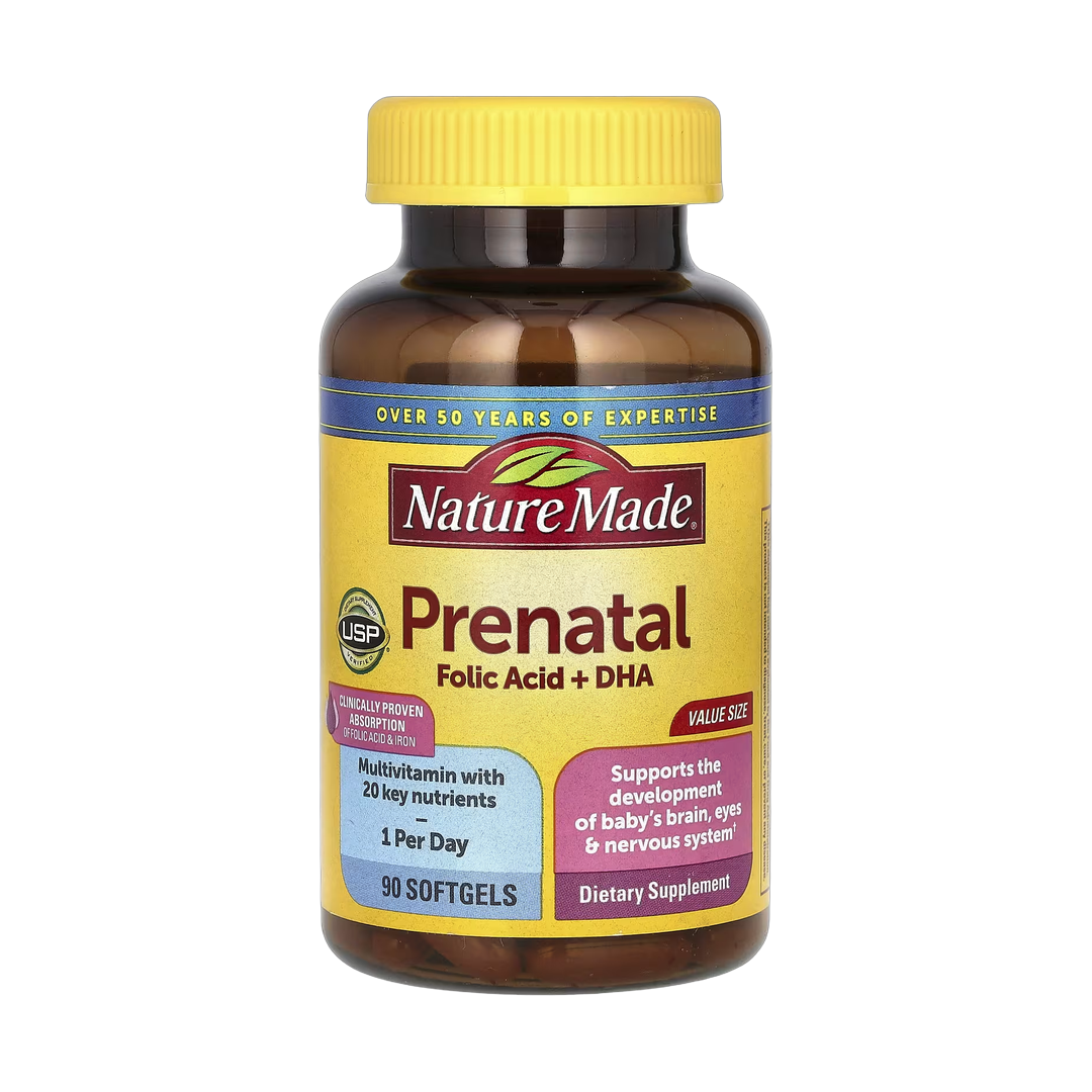 Nature Made, Prenatal Folic Acid + DHA, 90 Softgels front packaging view