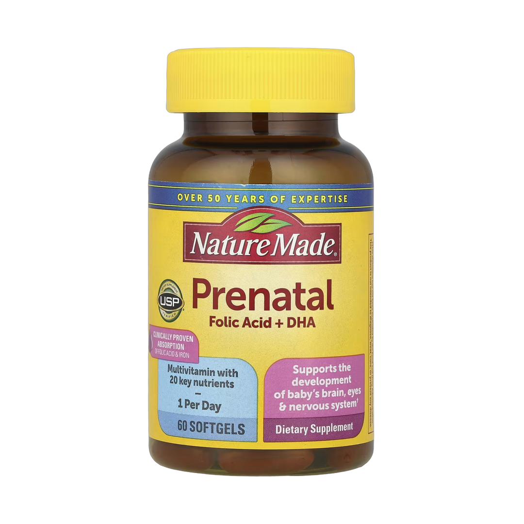 Nature Made, Prenatal Folic Acid + DHA, 60 Softgels front packaging view