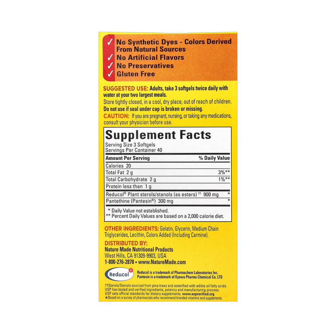 Nature Made, CholestOff Complete, 120 Softgels back packaging view