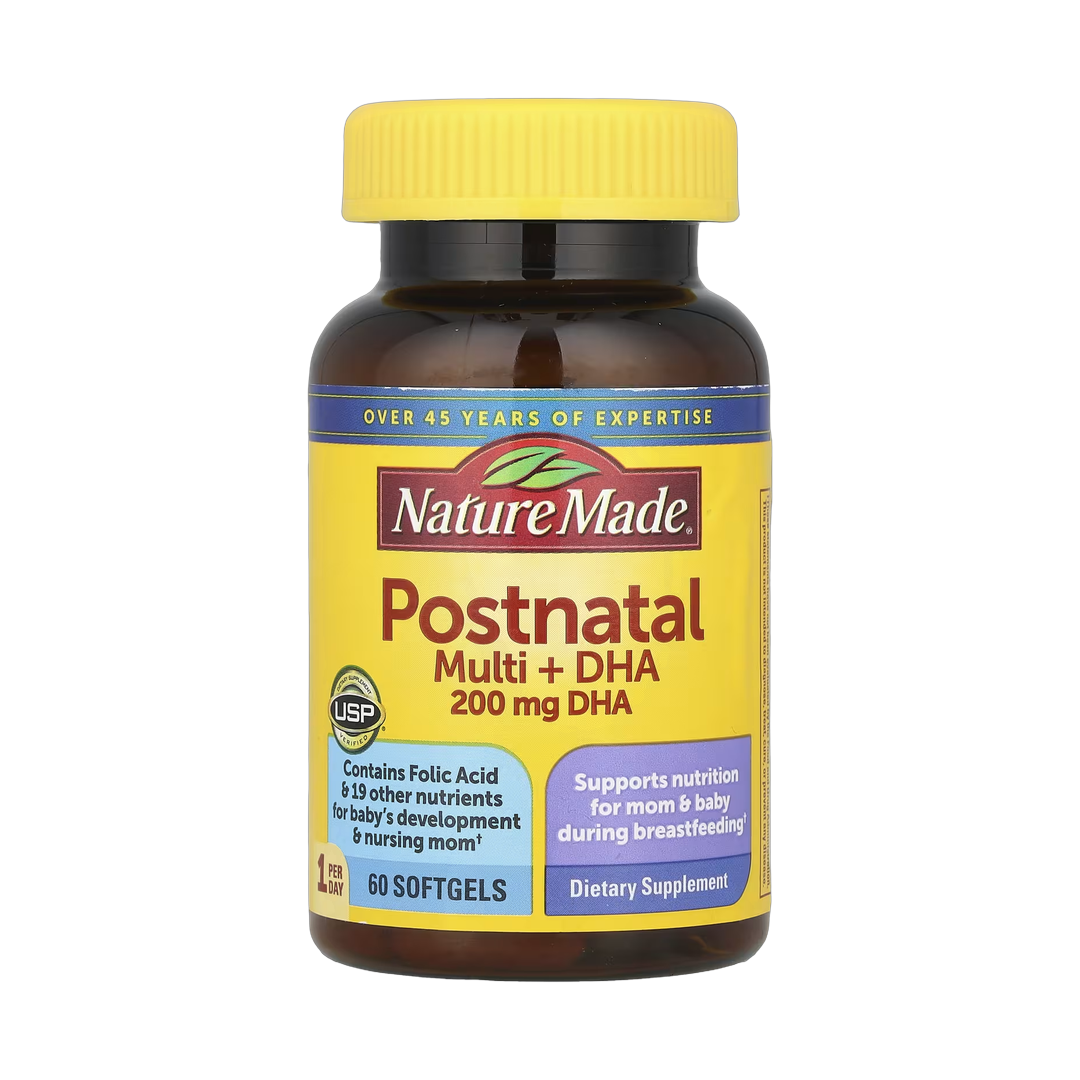 Nature Made, Postnatal Multi + DHA, 60 Softgels front packaging view