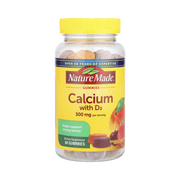 Nature Made, Calcium with Vitamin D3 Gummies, Cherry, Orange & Strawberry, 80 Gummies front packaging view