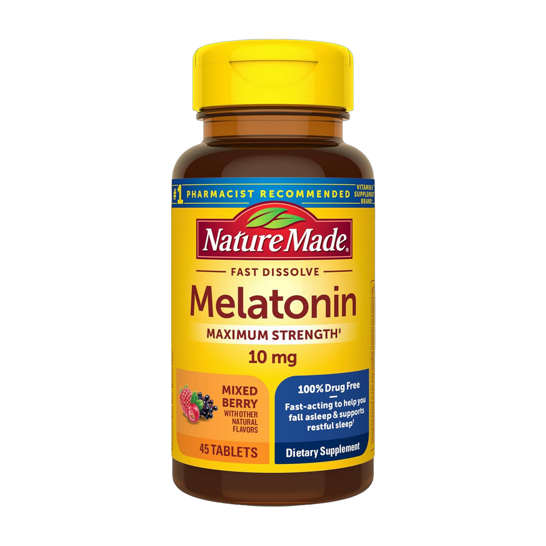 Nature Made, Melatonin, 10 mg Fast Dissolve, 45 Tablets front packaging view