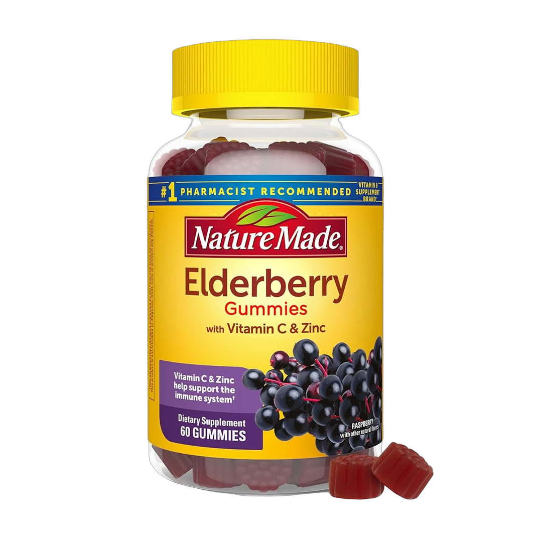 Nature Made, Elderberry Gummies with Vitamin C and Zinc, 60 Gummies front packaging view