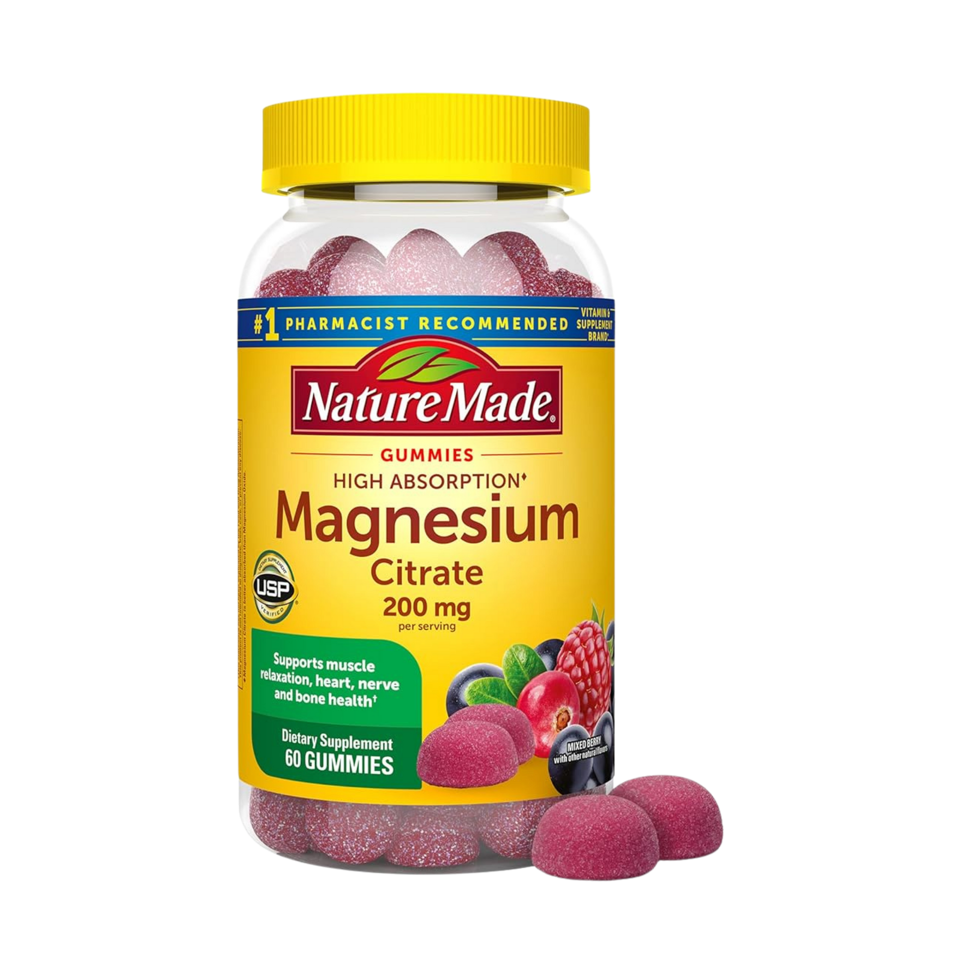 Nature Made, High Absorption Magnesium Citrate, 200 mg, 60 Gummies front packaging view