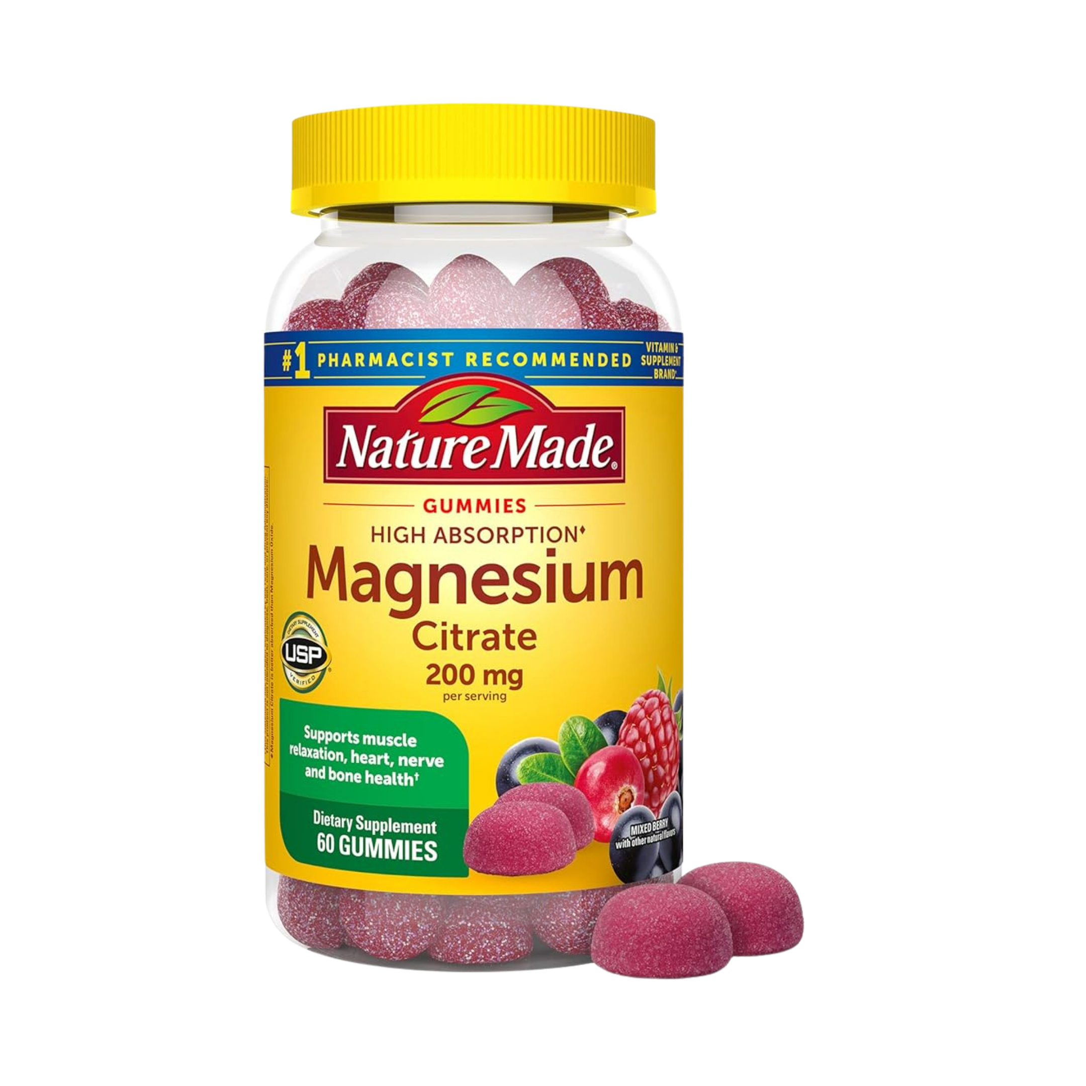 Nature Made, High Absorption Magnesium Citrate, 200 mg, 60 Gummies front packaging view