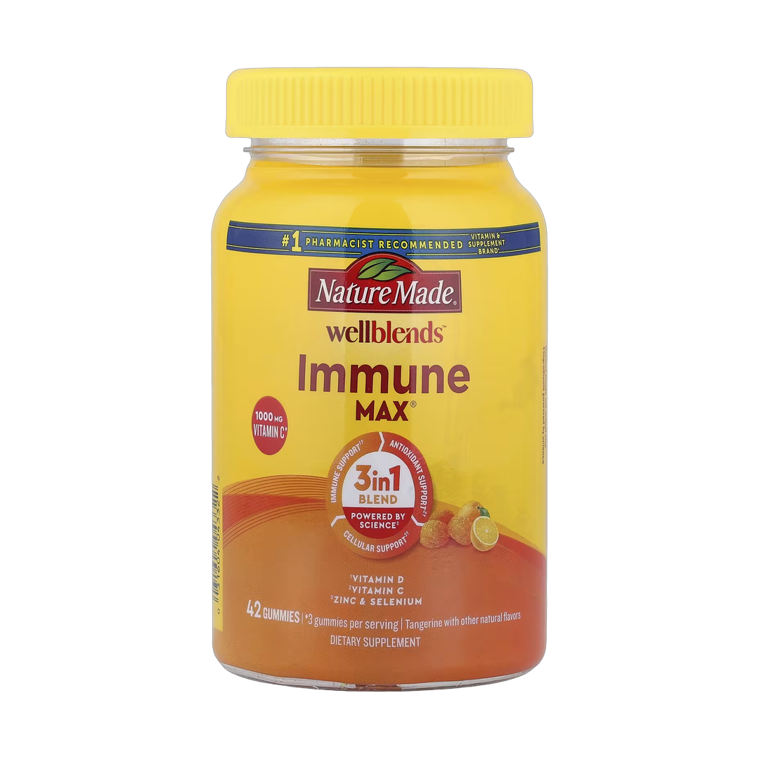 Nature Made, Wellblends, ImmuneMax Gummies, Tangerine, 42 Gummies front packaging view