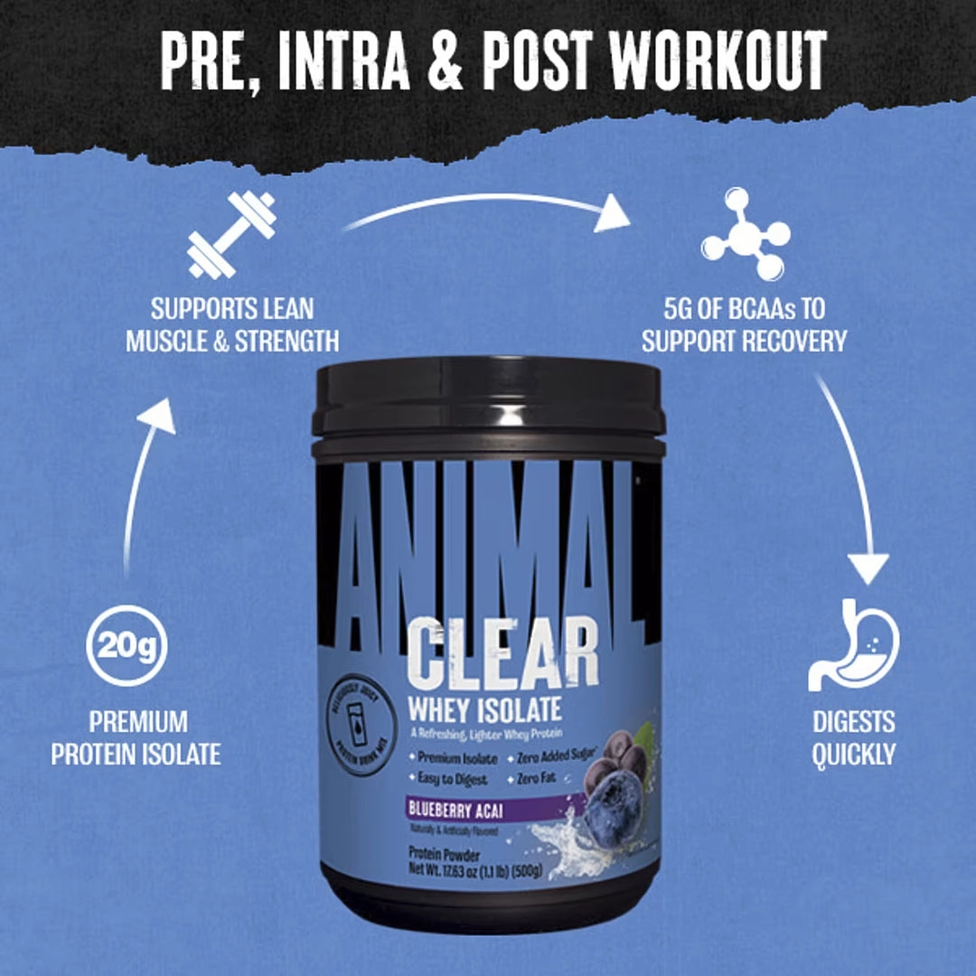 Animal, Clear Whey Isolate, Blueberry Acai, 1.1 lbs (500 g)