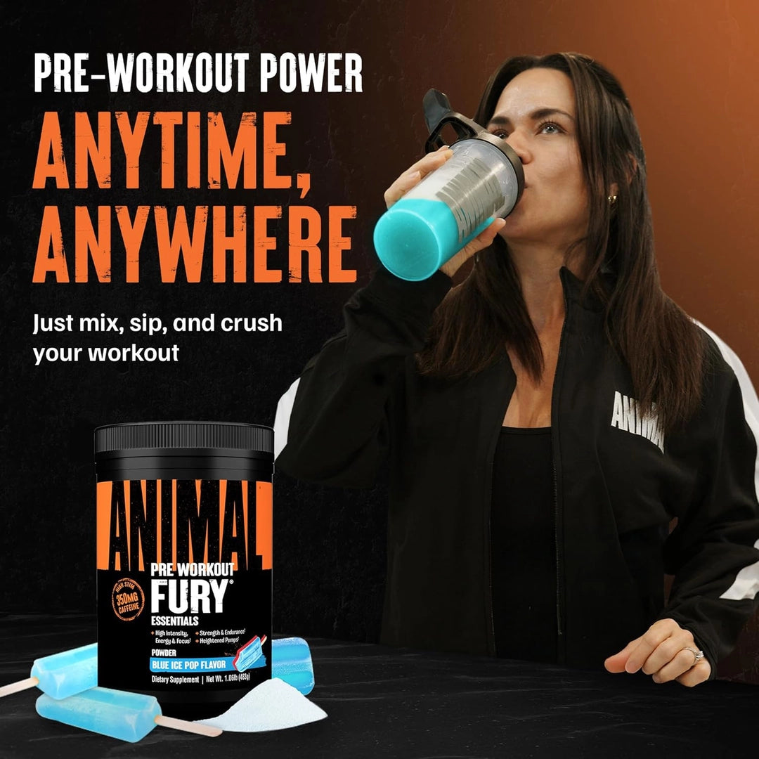Animal Fury® Essentials, Pre Workout, Blue Ice Pop, 1.06 lbs (483 g)