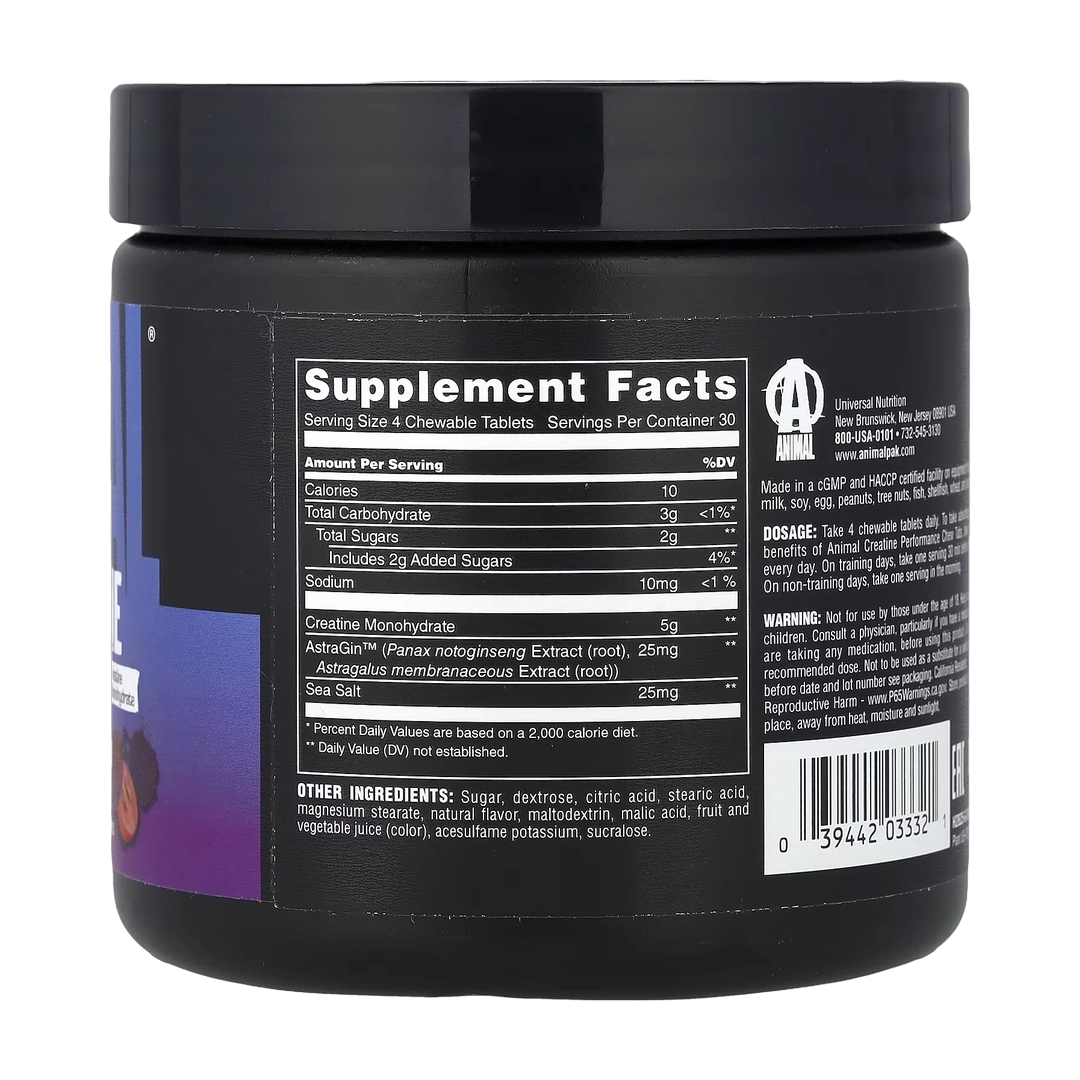 Animal, Creatine Chews, Grape, 120 Chewable Tablets