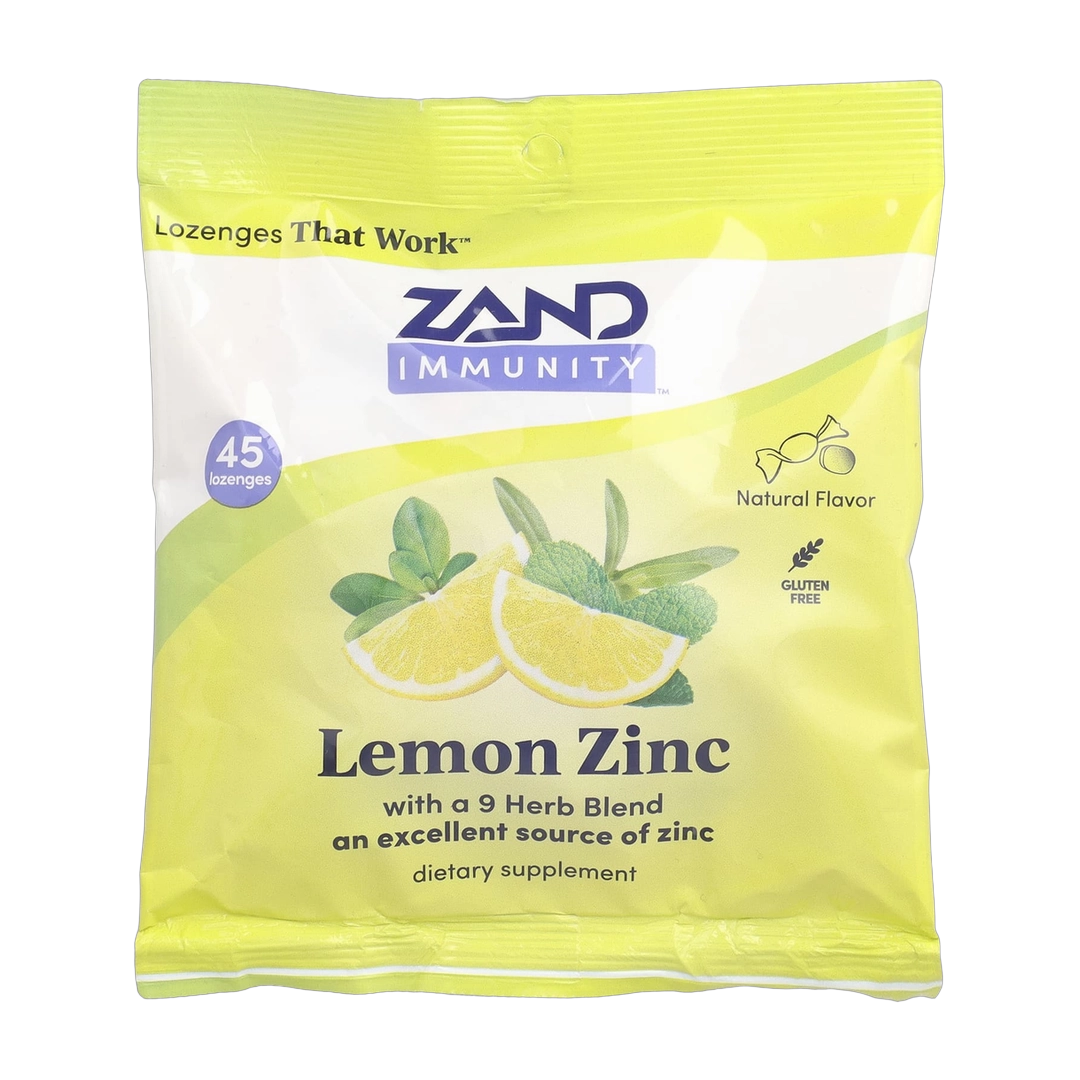 Zand, Immunity, Lemon Zinc, Natural, 45 Lozenges front packaging view