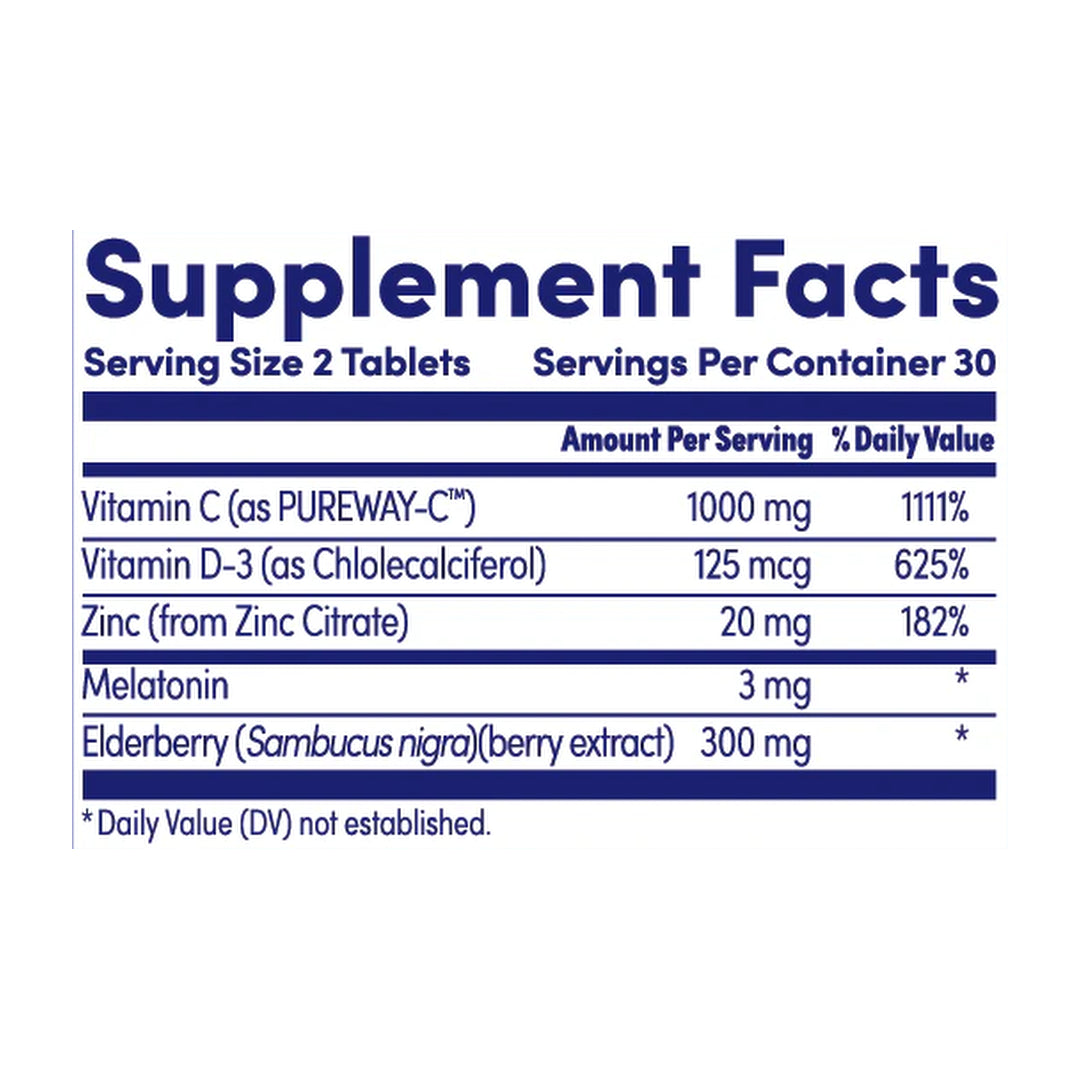 Zand, Immunity, Super C+ PM, With Zinc/Vitamin D3, 60 Tablets supplement facts label showing ingredients, vitamins, minerals, and serving information
