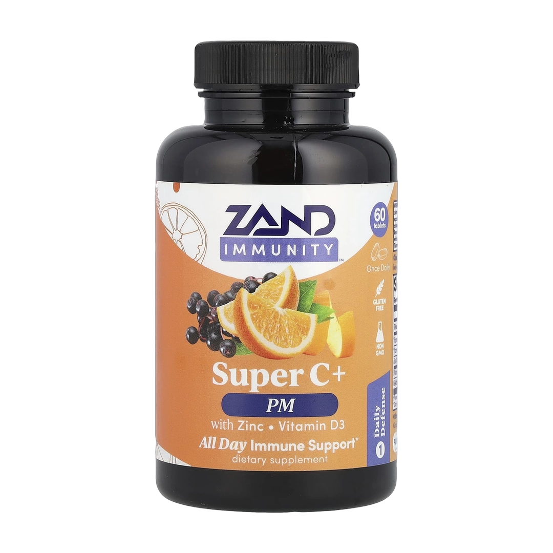 Zand, Immunity, Super C+ PM, With Zinc/Vitamin D3, 60 Tablets front packaging view