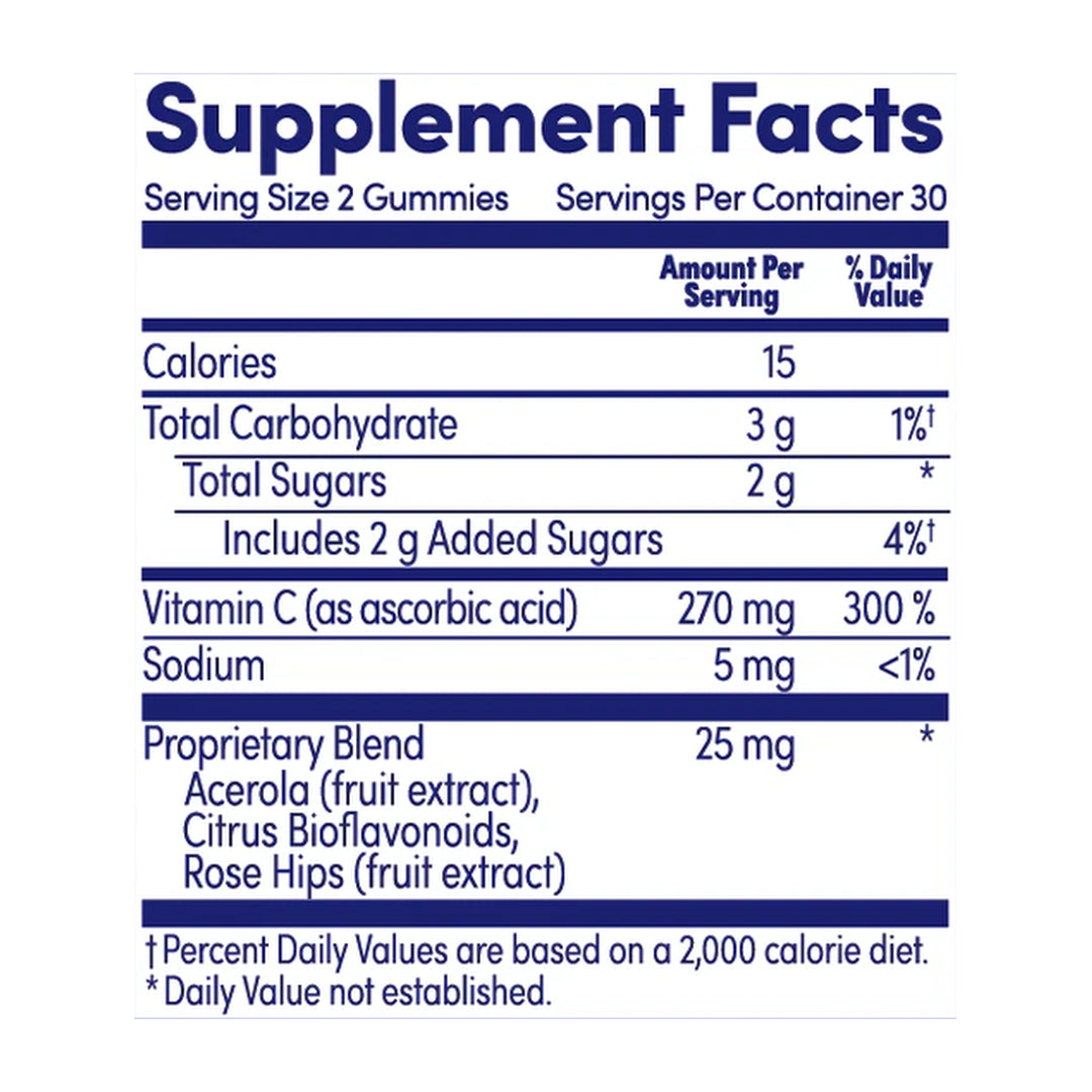 Zand, Immunity, Orange C Gummies, 60 Gummies supplement facts label showing ingredients, vitamins, minerals, and serving information