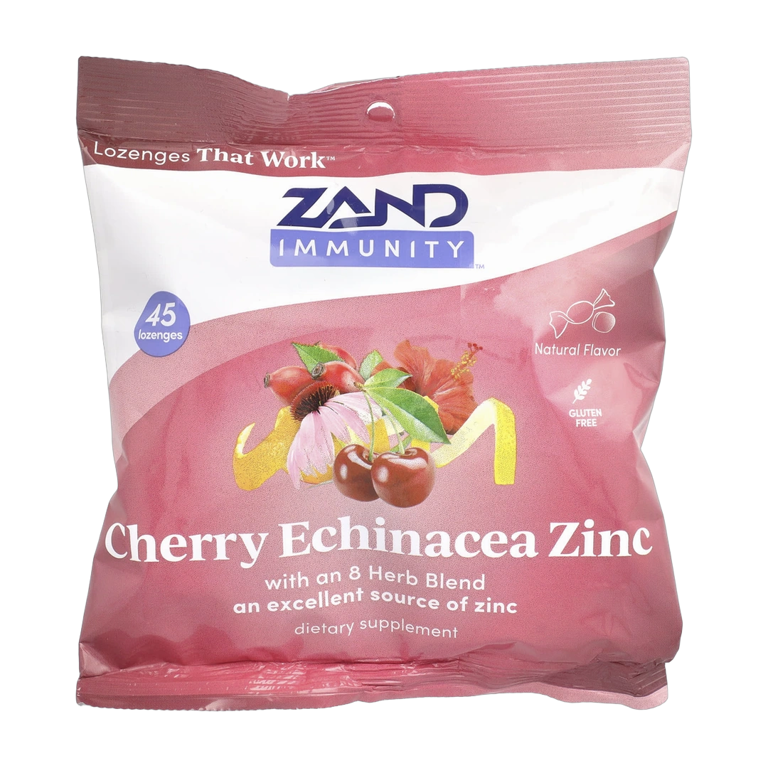 Zand, Immunity, Cherry Echinacea Zinc, Natural, 45 Lozenges front packaging view